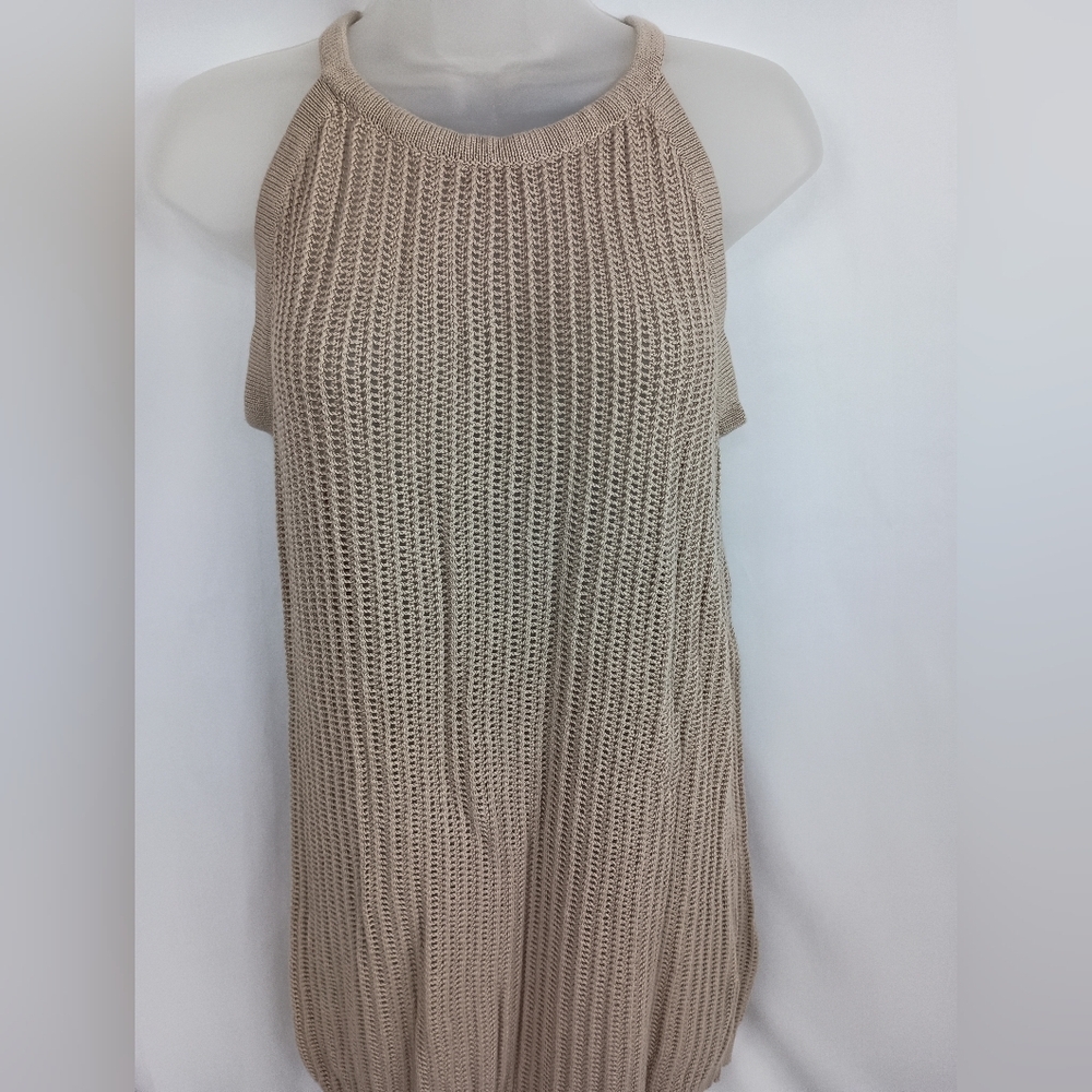 TAHARI Tan Fairy Beach Sheer Lightweight Knit Sleeveless L Top (#1,295)